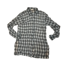 Chemise transparente à rayure grise et noir manche longue avec boutons 