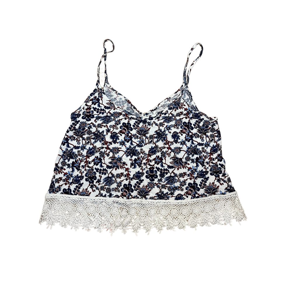 Débardeur motif fleur bleu blanc rouge