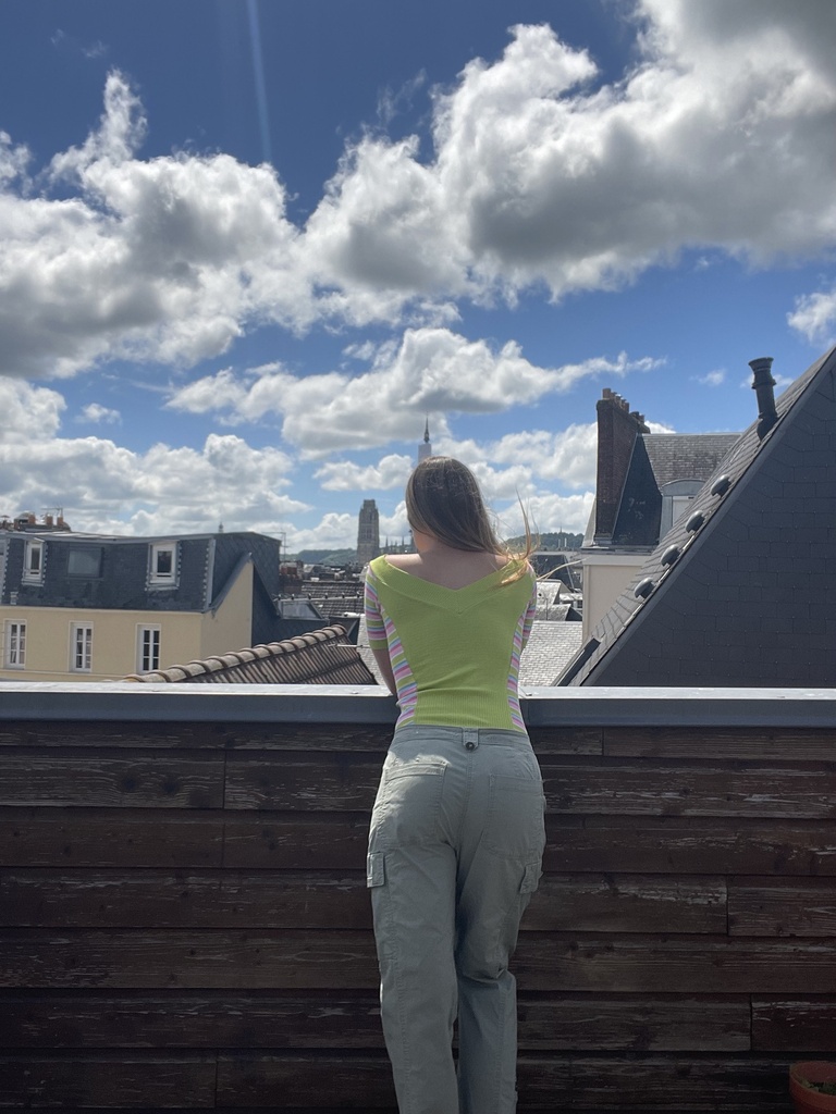 T-shirt pull vert avec rayure 