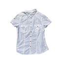 Chemise manche courte blanche boutons marron 