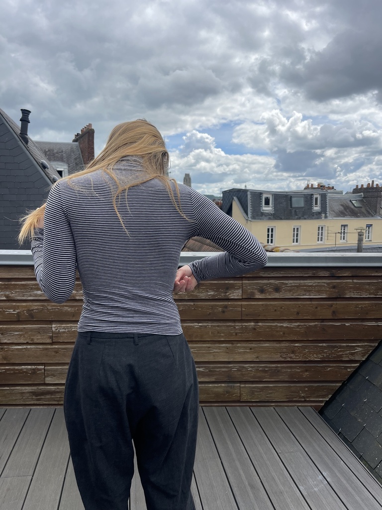 Sous pull blanc à rayure noir 