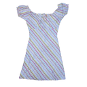 Robe manche courte à rayure rose jaune et blanc