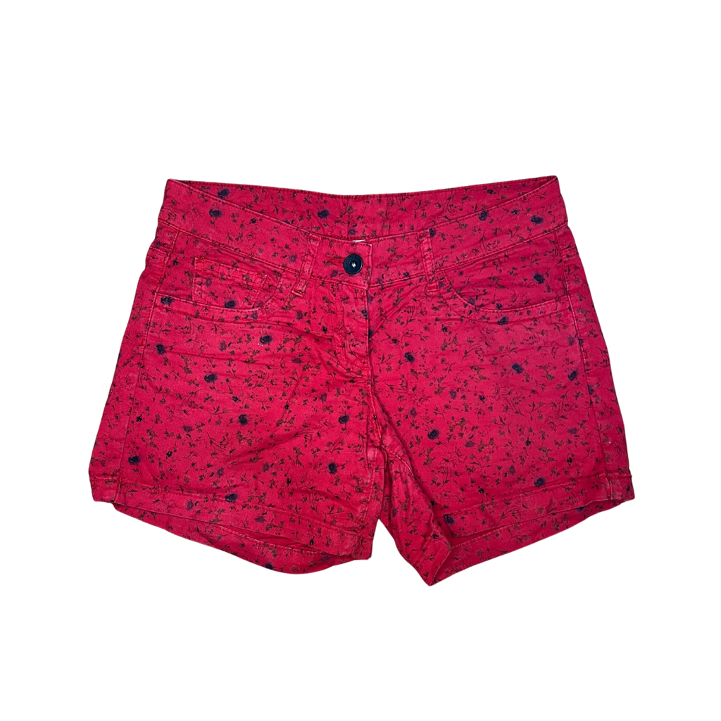 Short rouge avec des fleurs noir  