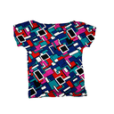 T-shirt à motif bleu, rouge, rose, noir