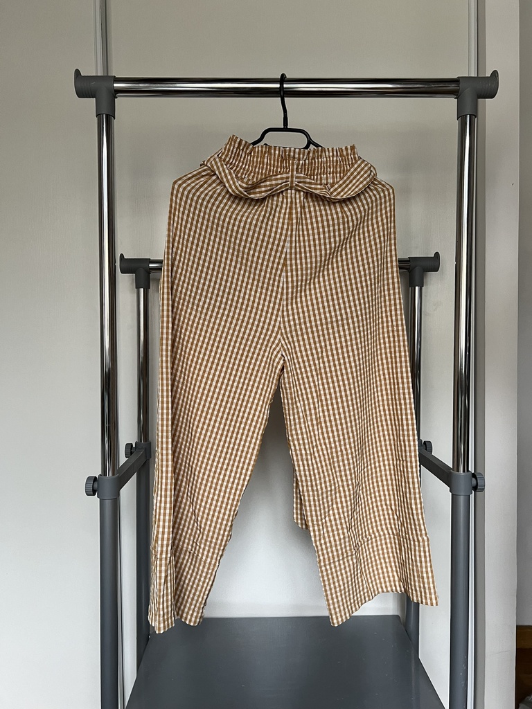 Pantalon large vichy jaune et blanc 