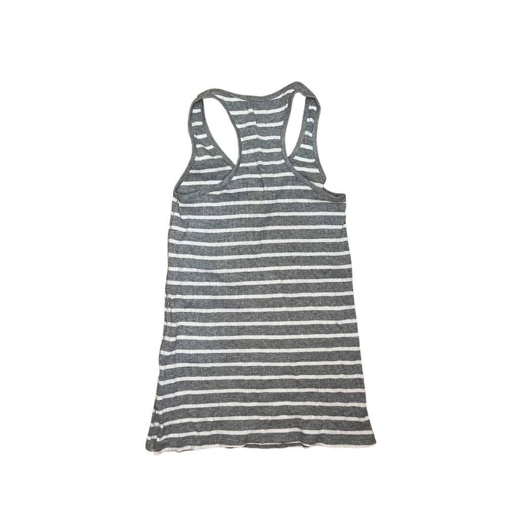 Débardeur gris à rayure blanche avec petit bouton