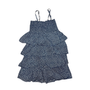 Robe plissée bleu avec des fleurs blanches