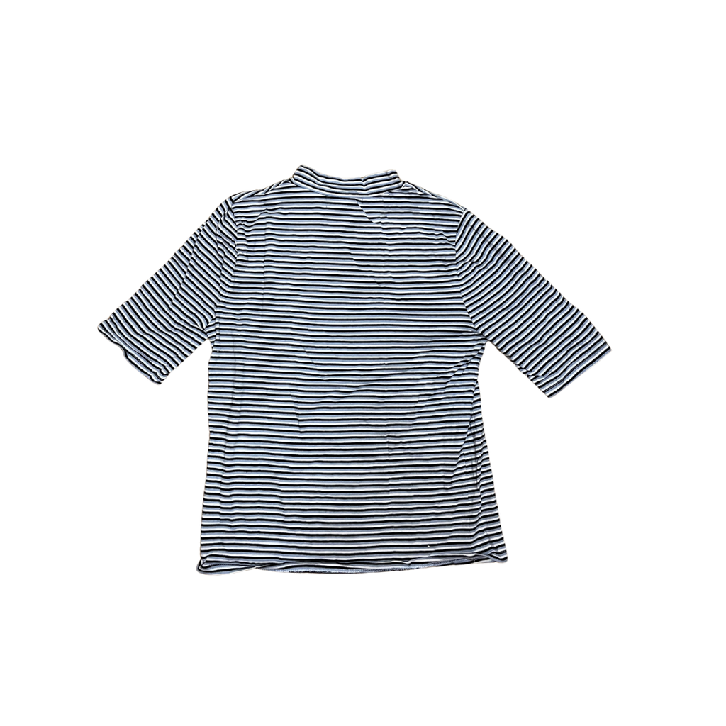 T-shirt à rayures bleu, noir, blanc