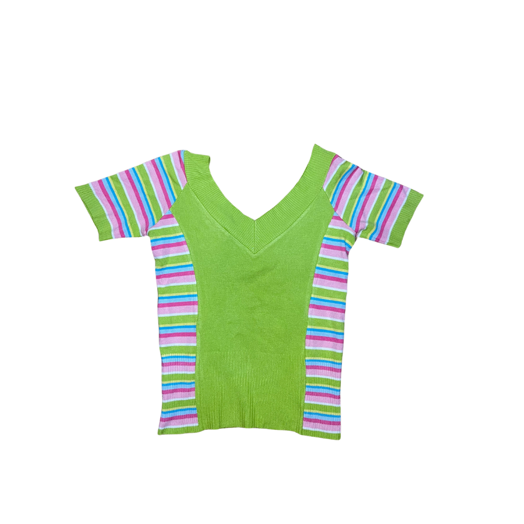 T-shirt pull vert avec rayure 