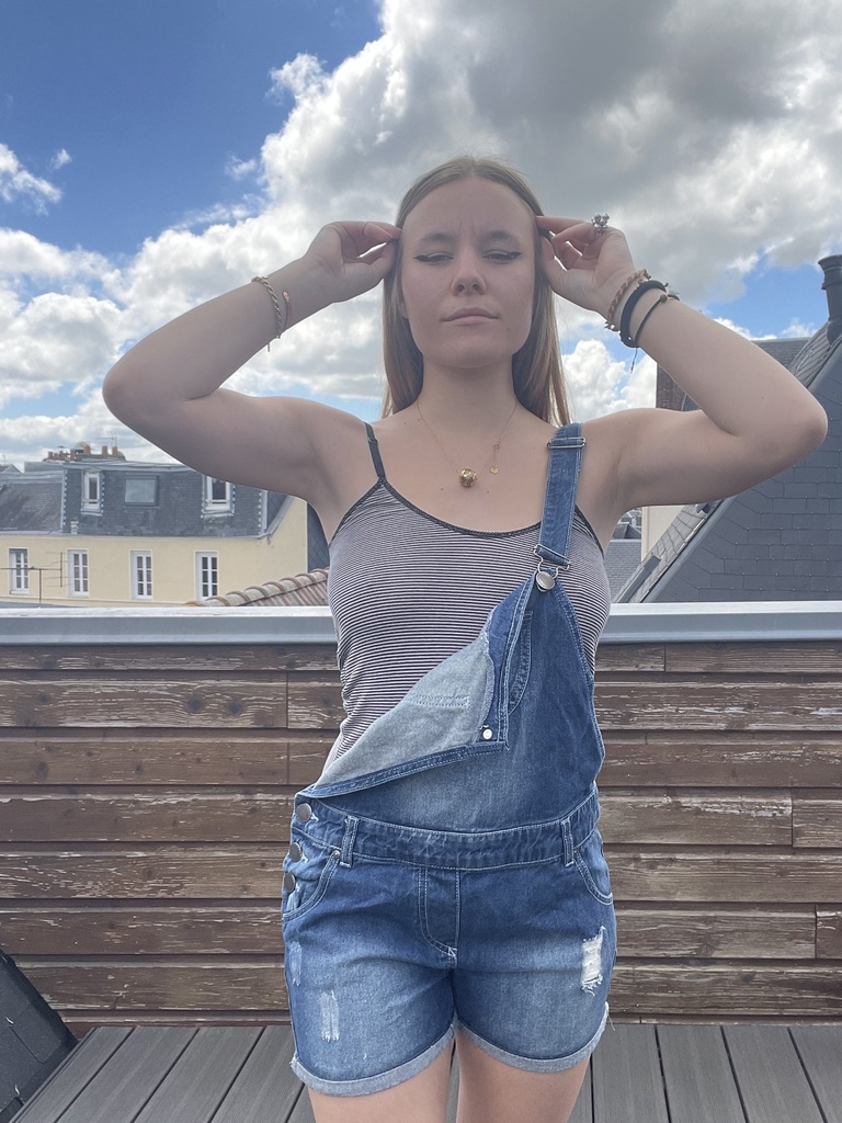Débardeur gris à rayure noir