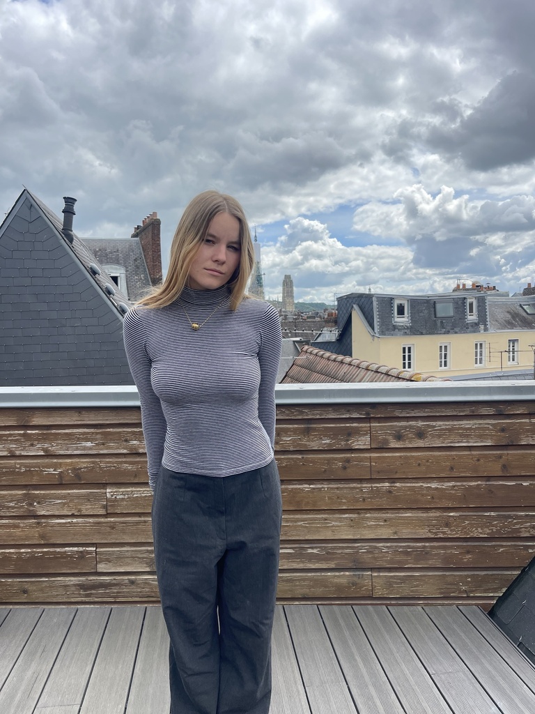 Sous pull blanc à rayure noir 