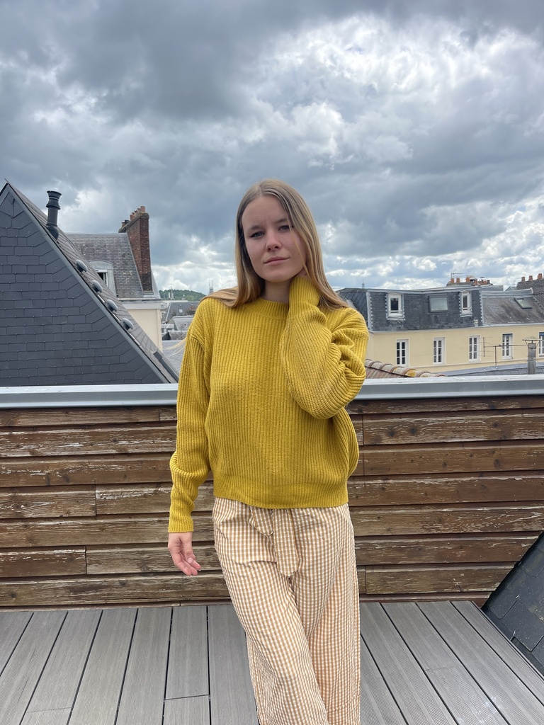 Pull jaune moutarde 