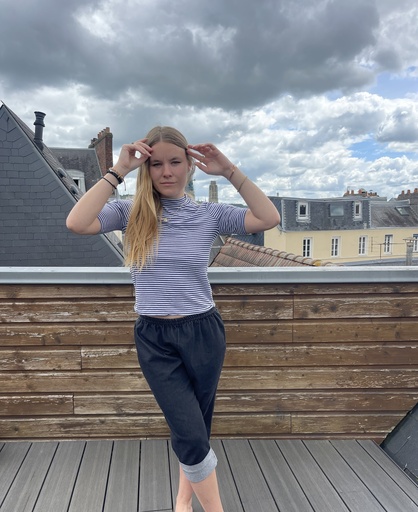 [Cache-Cache] T-shirt à rayures bleu, noir, blanc
