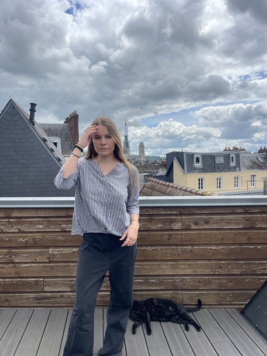 [Bonobo] Blouse à rayure blanche et grise 