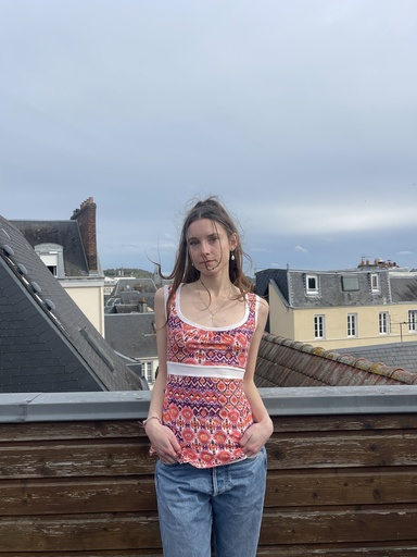 [Camaïeu] Débardeur à motif orange et mauve 