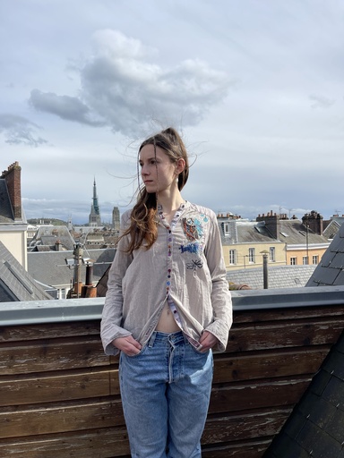 [58F] Chemise à motif et a rayure noir et blanc 