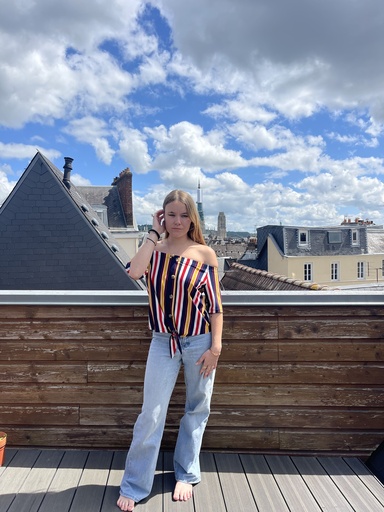 [Jennyfer] T-shirt a rayure bleu jaune rouge 