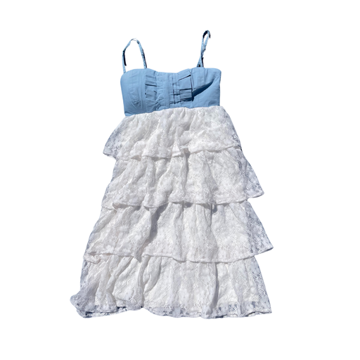 [Jennyfer] Robe blanche en dentelle avec le bustier bleu